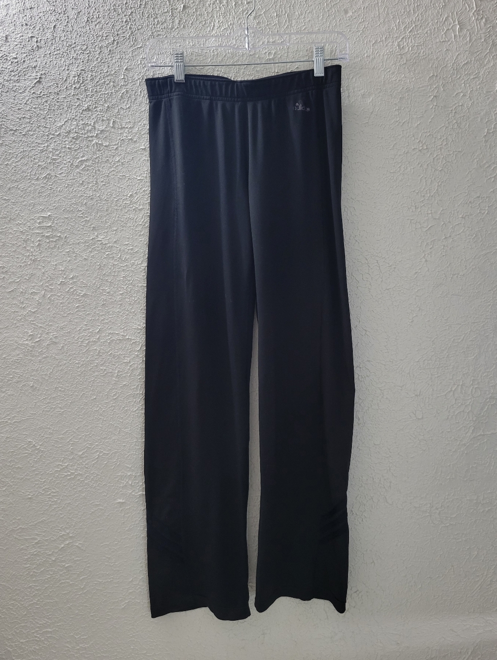 adidas Sz M Womens Wide Leg Black Activewear Pants Elastic Waist Climalite